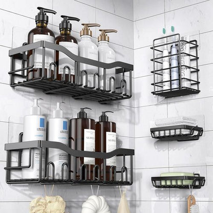 EUDELE Adhesive Shower Caddy - 5 Pack Rustproof Stainless Steel Bath Organizers | No Drilling, Large Capacity