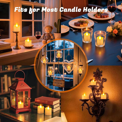 Rechargeable Flameless Candles with Remote & Charging Base — 12pcs with Charging Station