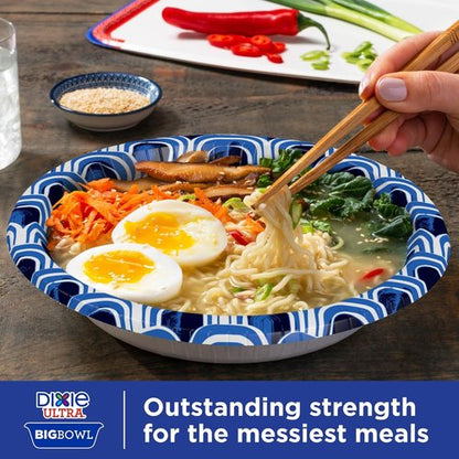 Dixie Ultra Extra Large Paper Bowls - 34 oz, Compostable & Microwave Safe | Ideal for Heavy Meals & Soups