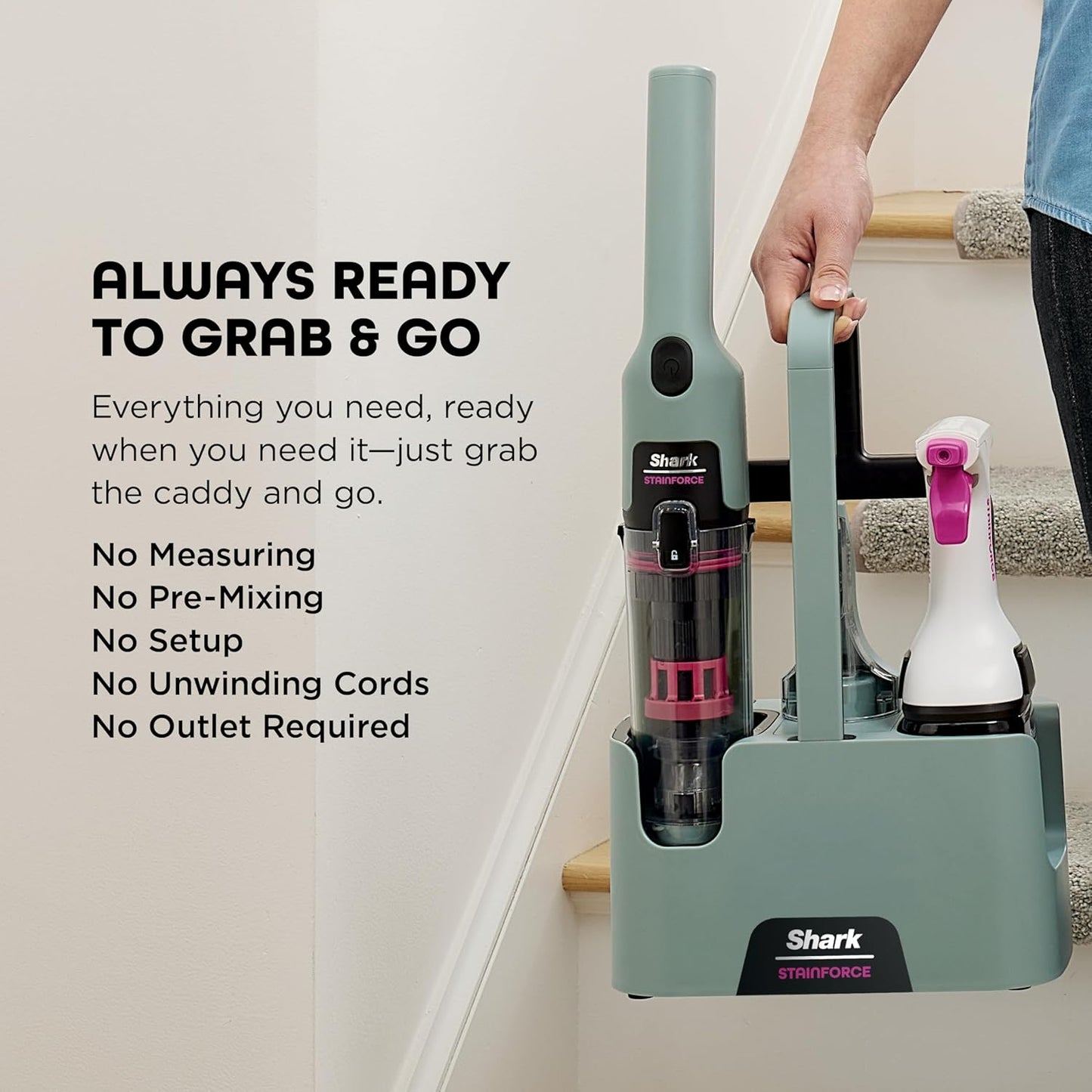 Shark StainForce Cordless Portable Spot & Odor Remover System - Ideal for Carpets, Rugs & Upholstery