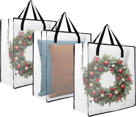 Skiennix Wreath Storage Container - 25 Inch Durable Polyester Bag for Holiday Decorations | 3 PCS Set
