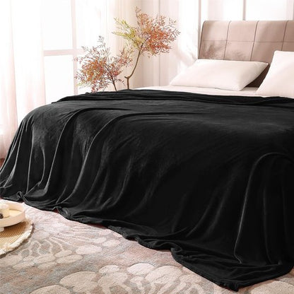 BEDELITE Fleece Blanket - Luxurious Plush Cozy Black Throw | Queen Size 90x90 Inches, Super Soft & Warm