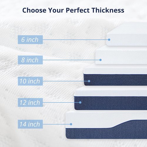 EGOHOME 14-Inch Queen Mattress - Gel Memory Foam, Charcoal Infused, CertiPUR-US Certified | Machine Washable Cover