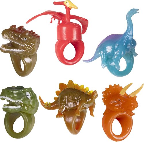 Kangaroo LED Dinosaur Light-Up Rings - 12 Pack Colorful Flashing Finger Lights for Parties | Glow in the Dark Fun