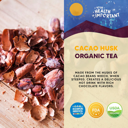 Yogi Super Foods Organic Cacao Husk Tea for Energy, Vitamins, Minerals, Antioxidants & Mood Boost - All Natural, Caffeine Free, Gluten Free, Diet Friendly, Vegan Chocolate Seed Husks Superfood - 8 Oz Bag