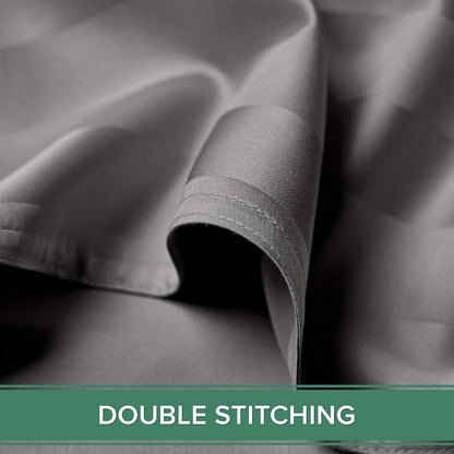 Pure Bamboo Full Bed Sheet Set - 100% Organic Viscose, Luxuriously Soft & Cooling | Jacquard Stone, Double Stitching