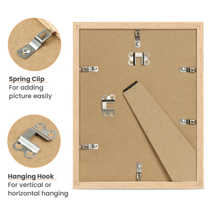upsimples 8.5 by 11 Picture Frame, Natural Solid Wood Picture Frames, Display 6x8 with Mat or 8.5 x 11 Without, Wall or Tabletop, 1 Pack, Natural
