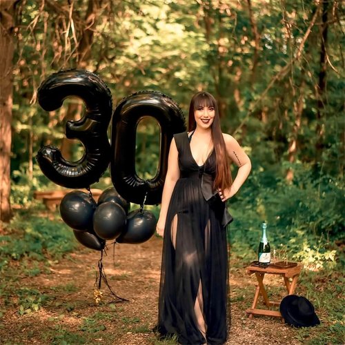 Black Balloon Number 6 - 40 Inch Self-Inflating Foil Balloon for 6th & 16th Birthday Celebrations