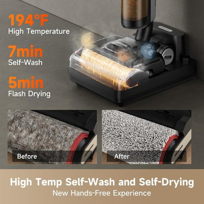 DREAME H12 Pro FlexReach Cordless Wet Dry Vacuum Cleaner - 180° Lie-Flat Design, Self-Cleaning, 50 Mins Runtime