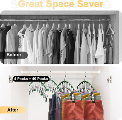 Skiennix Legging Organizer - Metal Yoga Pants Hangers with 10 Clips | Space-Saving Closet Storage, Green