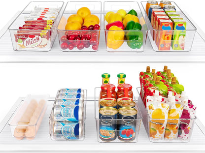 Vtopmart Fridge Organizer Bins - Set of 8 Clear BPA-Free Storage Containers for Kitchen & Pantry