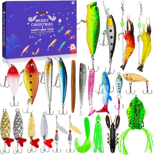 Fishing Lure Advent Calendar 2025 - 24 Days of Premium Bait | Perfect Christmas Gift for Anglers
