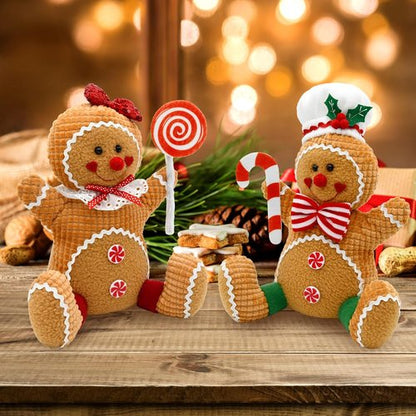 CRCZK Gingerbread Christmas Decorations - Plush Candy Cane Centerpieces for Festive Indoor Decor