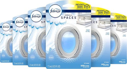 Febreze Small Spaces Air Freshener - Odor Eliminator in Linen & Sky | Pack of 6