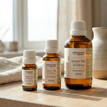 Manhattan Beach Diffuser Oil - Green Tea & Citrus Scent for Ultrasonic Diffusers | 10 mL Glass Bottle