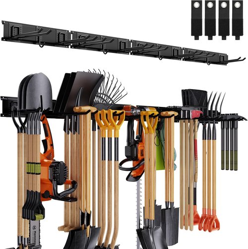 Garage Tool Organizer by [Brand Name] - Wall Mounted, Adjustable 64-Inch Rack for 20 Tools, Holds Up to 900lbs
