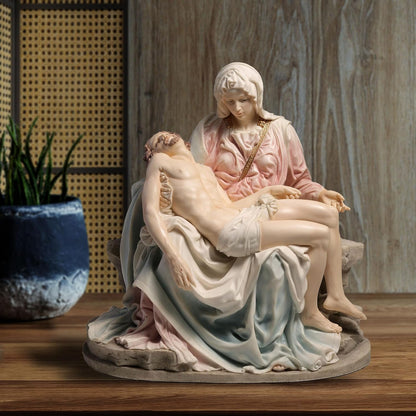Regine Switzerland Pieta & Michelangelo Decorative Figurine - Elegant 10.63 Inch Design in Pink & Blue