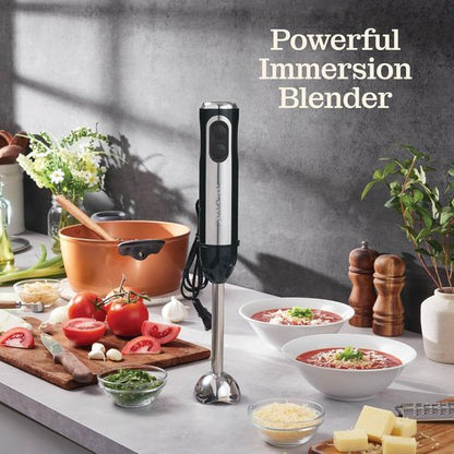 **Powerful Immersion Blender - 500W Electric Hand Blender with Turbo Mode & Detachable Base | Stainless Steel Blades for Soup, Smoothies, Purees**