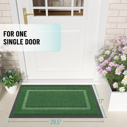 OLANLY Indoor Outdoor Front Door Mat - Waterproof All-Season Doormat, Easy Clean, 29.5x17, Green