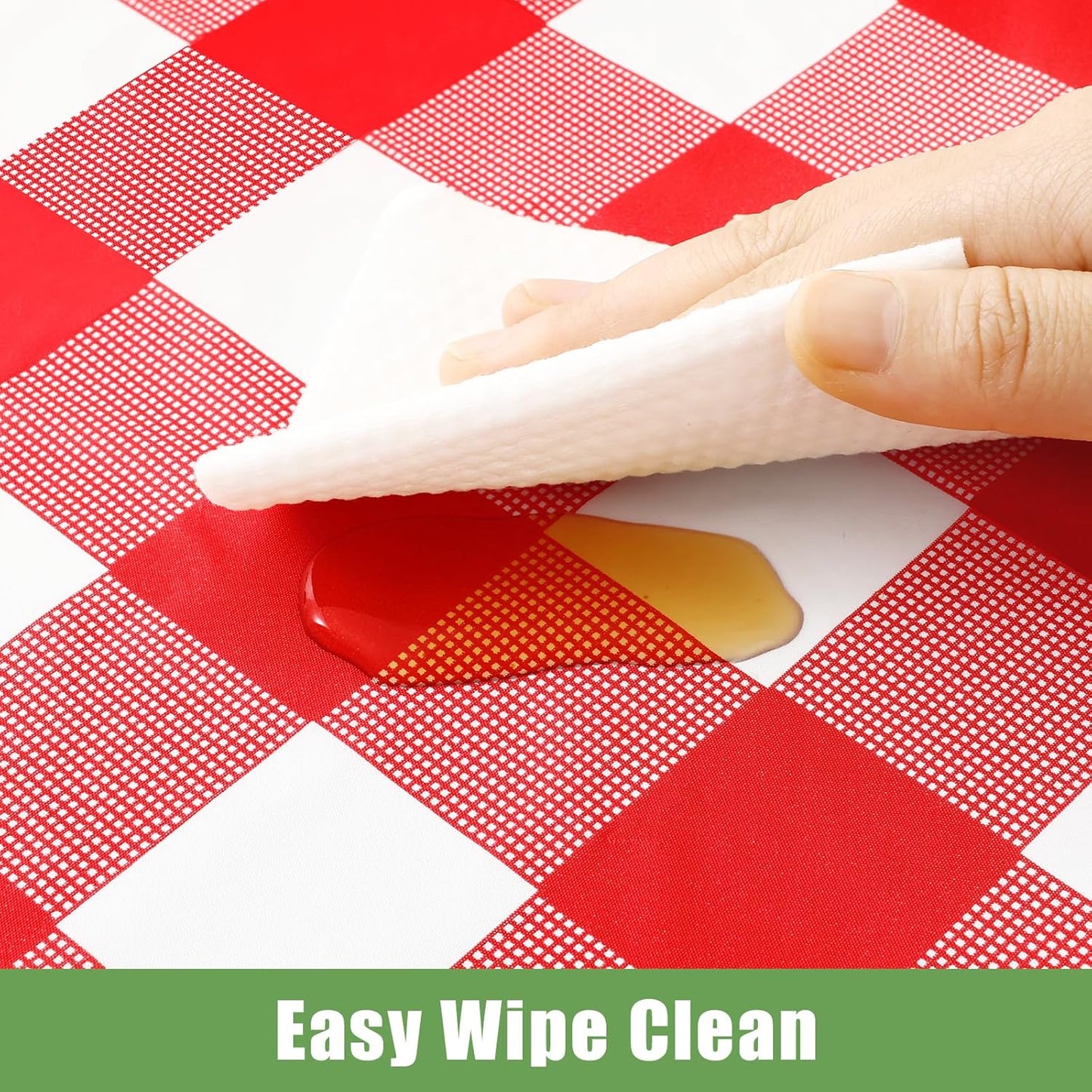 Smiry Disposable Tablecloths - 3 Pack Red Gingham Waterproof Rectangle Covers | 54" x 108" for Parties & Picnics