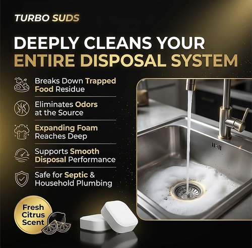 Garbage Disposal Cleaner Deodorizer Tablets – Heavy Duty XL Foaming Tablet for Kitchen Sink Drains and Disposals – Natural Sink and Disposal Cleaning Tablet – 12 XL Tablets, One Year Supply