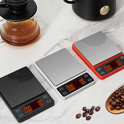 LUCKCENLY Espresso Scale with Timer 3kg/0.1g Accuracy Coffee Bean Scale Digital Portable Rechargeable Auto Tare Smart Water Flow White