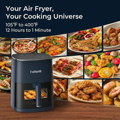 Fullwill 6QT Air Fryer - 12-in-1 Multi-Function Cooking with Viewing Window & Nonstick Basket - Blue