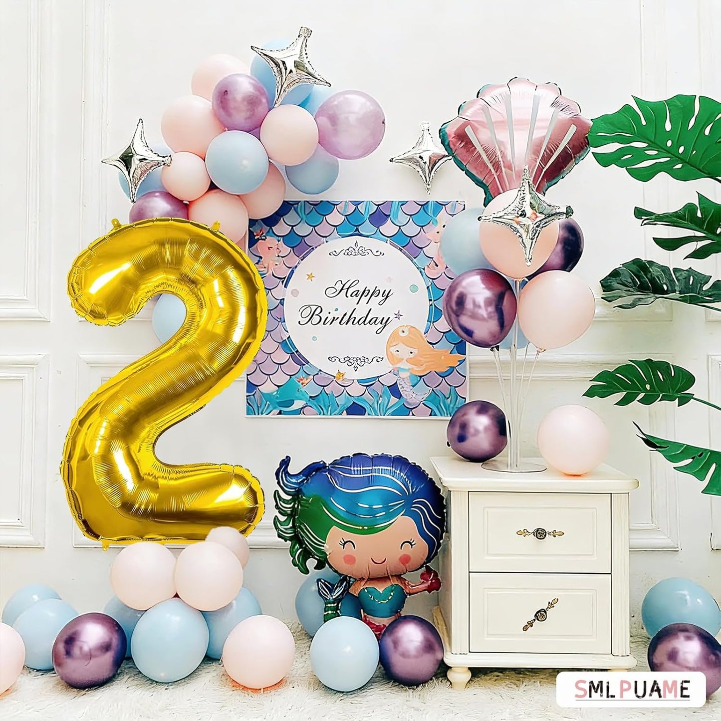 Smlpuame Gold Number 2 Balloon - 40 Inch Helium Foil for Birthday & Wedding Celebrations