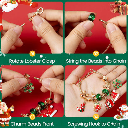 Taybonds Christmas Charms Bracelet Set - 22 DIY Charm Beads for Women | Perfect Xmas Gift