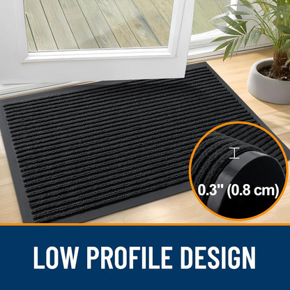 OLANLY Heavy Duty Waterproof Front Door Mats - 2-Pack 29.5 x 17 Inch | Fade Resistant & Easy Clean Black Doormats