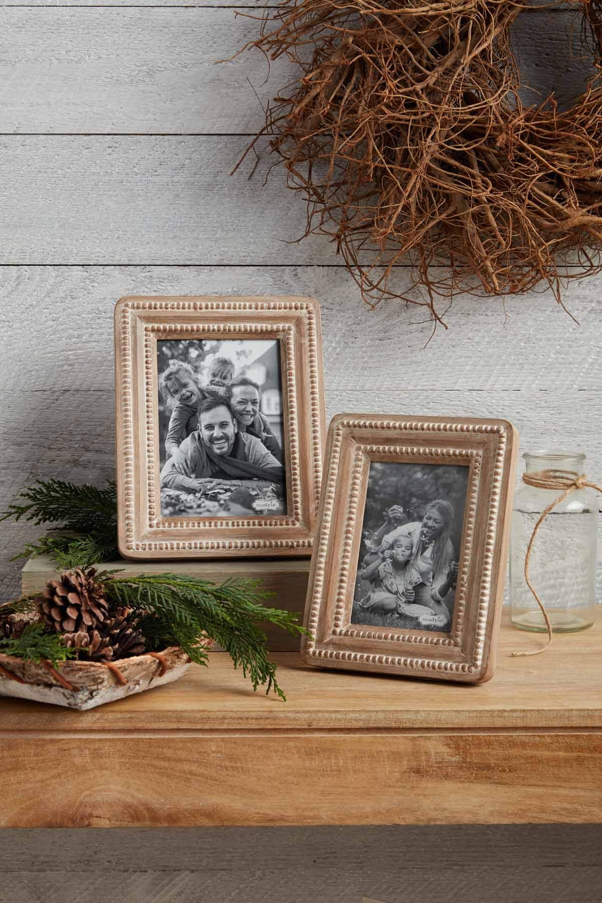 Mud Pie Beaded Reclaimed Frames (Small), brown (46900365S)