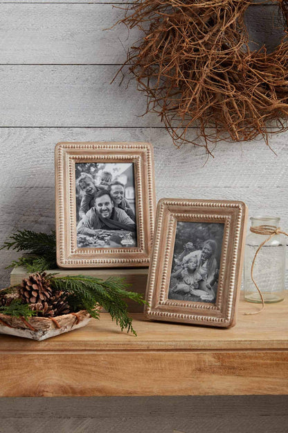 Mud Pie Beaded Reclaimed Frames (Small), brown (46900365S)
