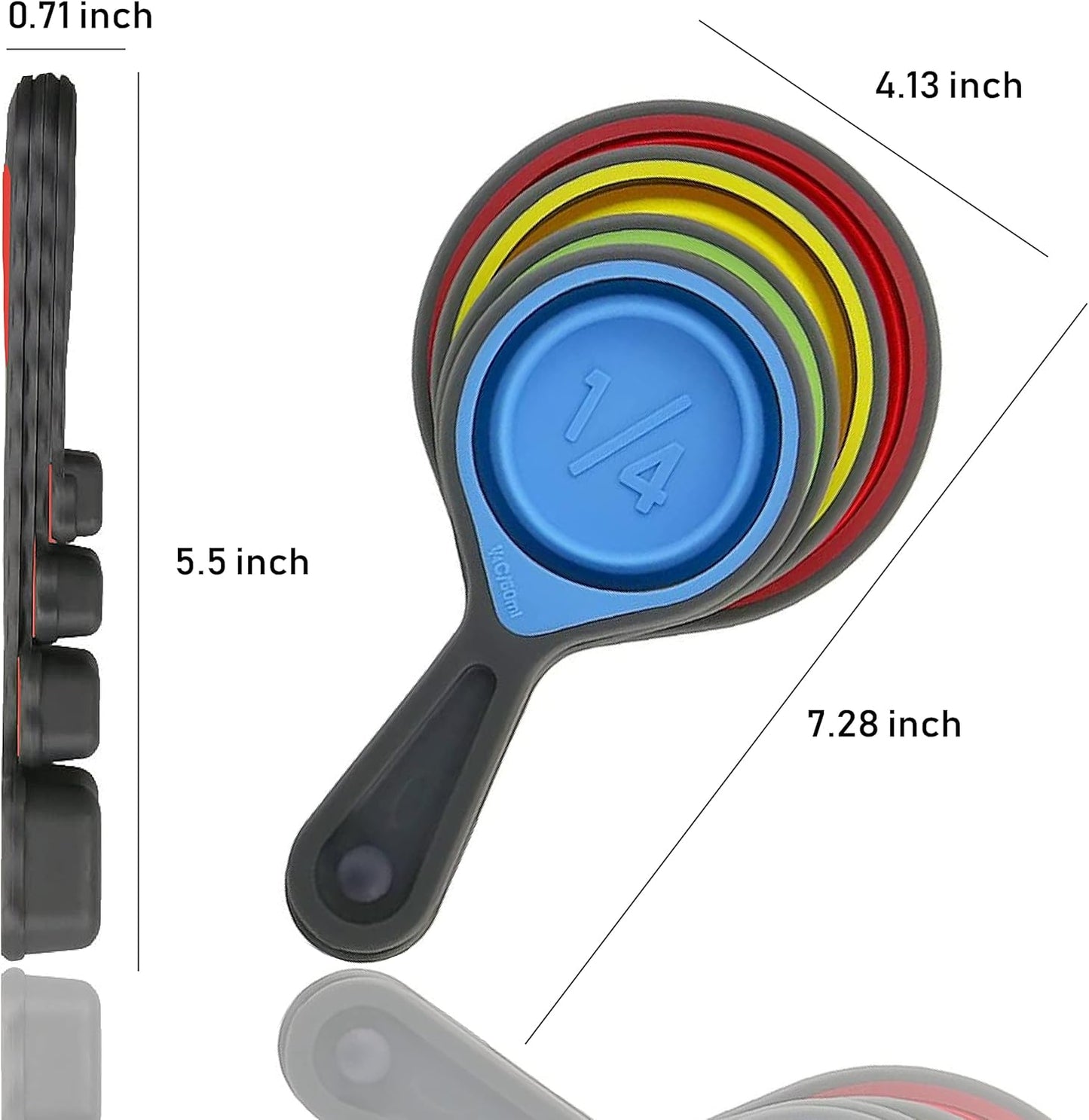Skiennix Collapsible Silicone Measuring Cups & Spoons - 8-Piece Set for Baking & Travel | Pink