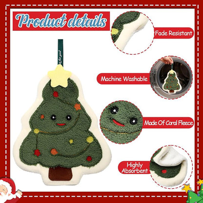 Christmas Hand Towels Set of 3 - Santa, Gingerbread Man & Christmas Tree – Hanging Kitchen & Bathroom Towel