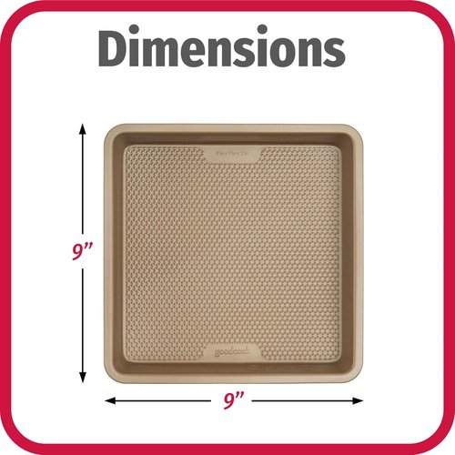 GoodCook BestBake Nonstick Square Pan - Durable Carbon Steel, 9-Inch, Bronze Finish