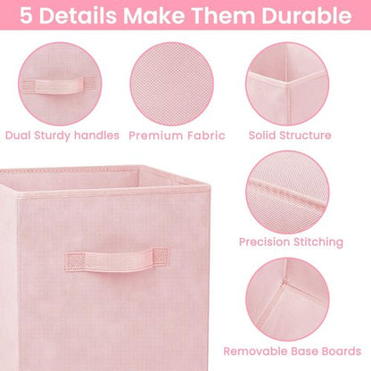 Criusia Storage Cubes - 11-Inch Heavy-Duty Fabric Storage Bins | 8-Pack Collapsible Organizers for Clothes, Blankets, Toys (Pink)