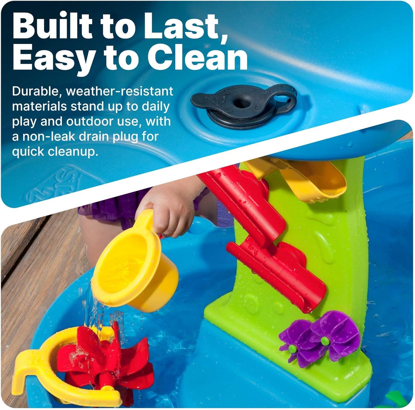 Step2 Rain Showers Splash Pond Water Table - Kids Sensory Playset with 13 Accessories | Blue & Green, Ages 1.5+