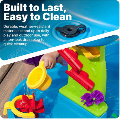 Step2 Rain Showers Splash Pond Water Table - Kids Sensory Playset with 13 Accessories | Blue & Green, Ages 1.5+