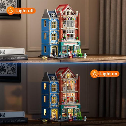 Lumibricks Building Bricks Set - City Town Modular Dollhouse with LED Light Display | 3086 Pcs Construction Kit for Teens & Adults