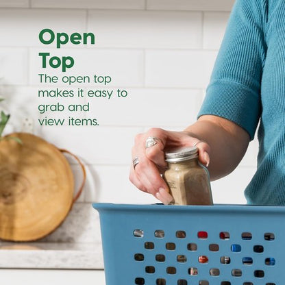IRIS USA Plastic Storage Basket - Medium 6-Pack | Eco-Friendly Organizer for Pantry, Closet & Laundry Room