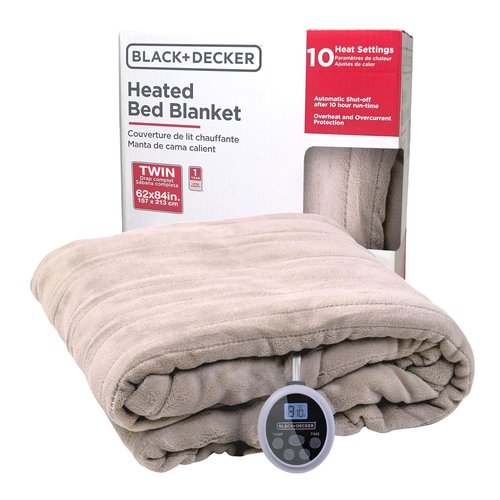 BLACK+DECKER Heated Blanket Electric Twin, Micro Plush Electric Blanket, Heating Blanket with 10 Heating Levels, 10H Timer, Auto Shutoff, Fast Heating (84x90 inches, Cream)