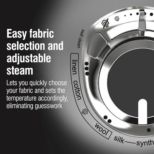 CHI Steam Iron - Professional Grade 1700 Watts with 8’ Retractable Cord & Titanium Soleplate | Black/Chrome