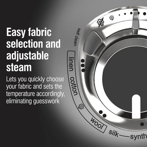 CHI Steam Iron for Clothes with 8’ Retractable Cord, 1700 Watts, 3-Way Auto Shutoff, 400+ Holes, Professional Grade, Temperature Control Dial, Titanium Infused Ceramic Soleplate, Black/Chrome (13109)