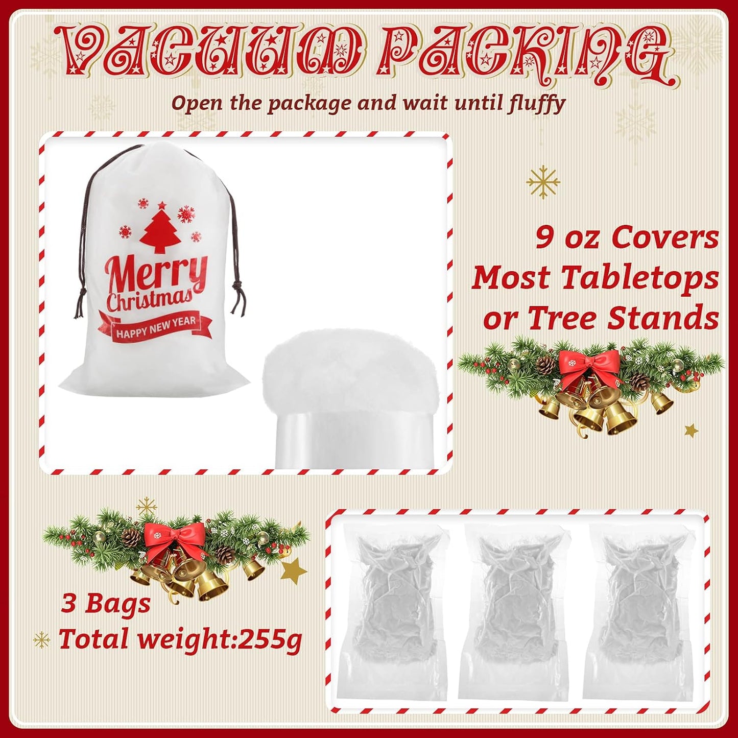 Shappy Christmas Fake Snow Decor - Fluffy Artificial Snow Blanket for Indoor Holiday Decoration | White Bag