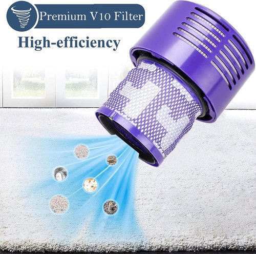 Dyson V10 Replacement Filters - 3 Pack with Clean Brush for V10 Cyclone Series | Compatible with Absolute, Animal, Total Clean