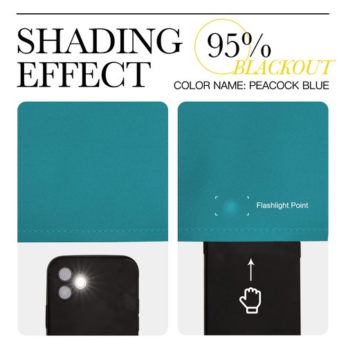 NICETOWN Bedroom Blackout 110 inch Curtains for Sliding Glass Door, Grommet Thermal Insulated Solid Window Treatments Sound Reducing for Living Room, W66 x L110, Peacock Teal, Set of 2