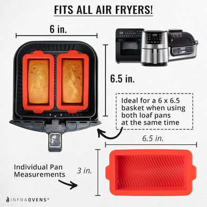 Skiennix Air Fryer Silicone Loaf Pans - Non-Stick Mini Bread & Cake Bakeware Set | BPA Free, Fits Instant Pot & Ninja Foodi