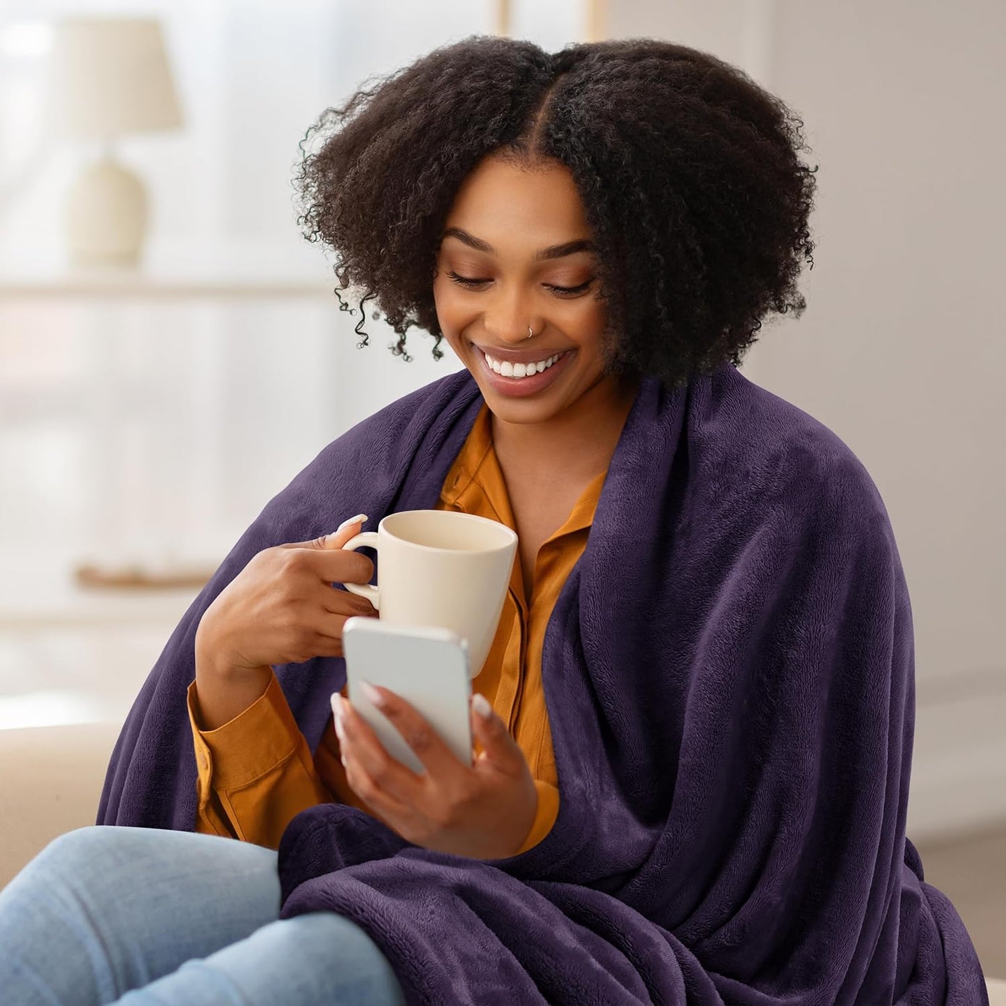 Utopia Bedding Fleece Blanket - Luxury Soft Microfiber Twin Size in Purple | Anti-Static 300GSM (60x80 Inch)