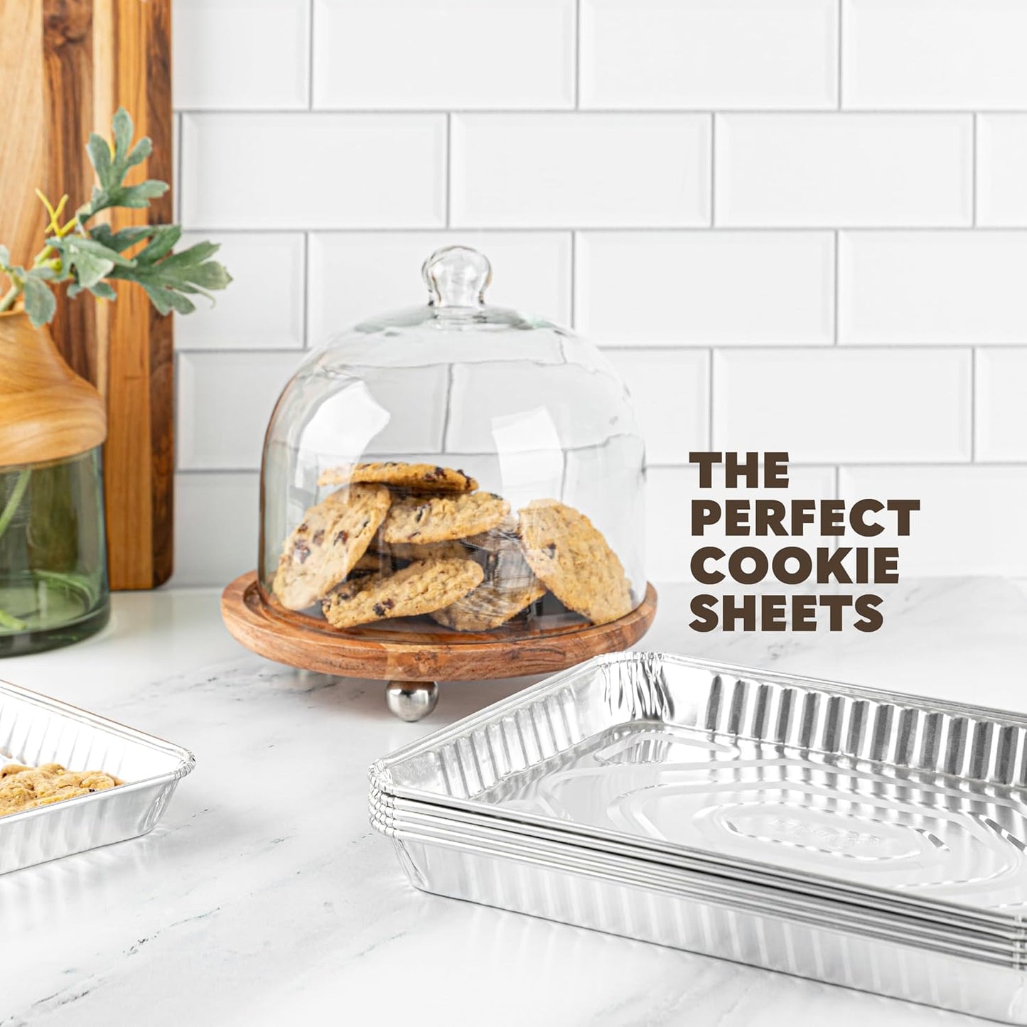 PlasticPro Aluminum Cookie Sheets - Heavy Duty Disposable Baking Pans | 9'' x 13'' | 5 Pack