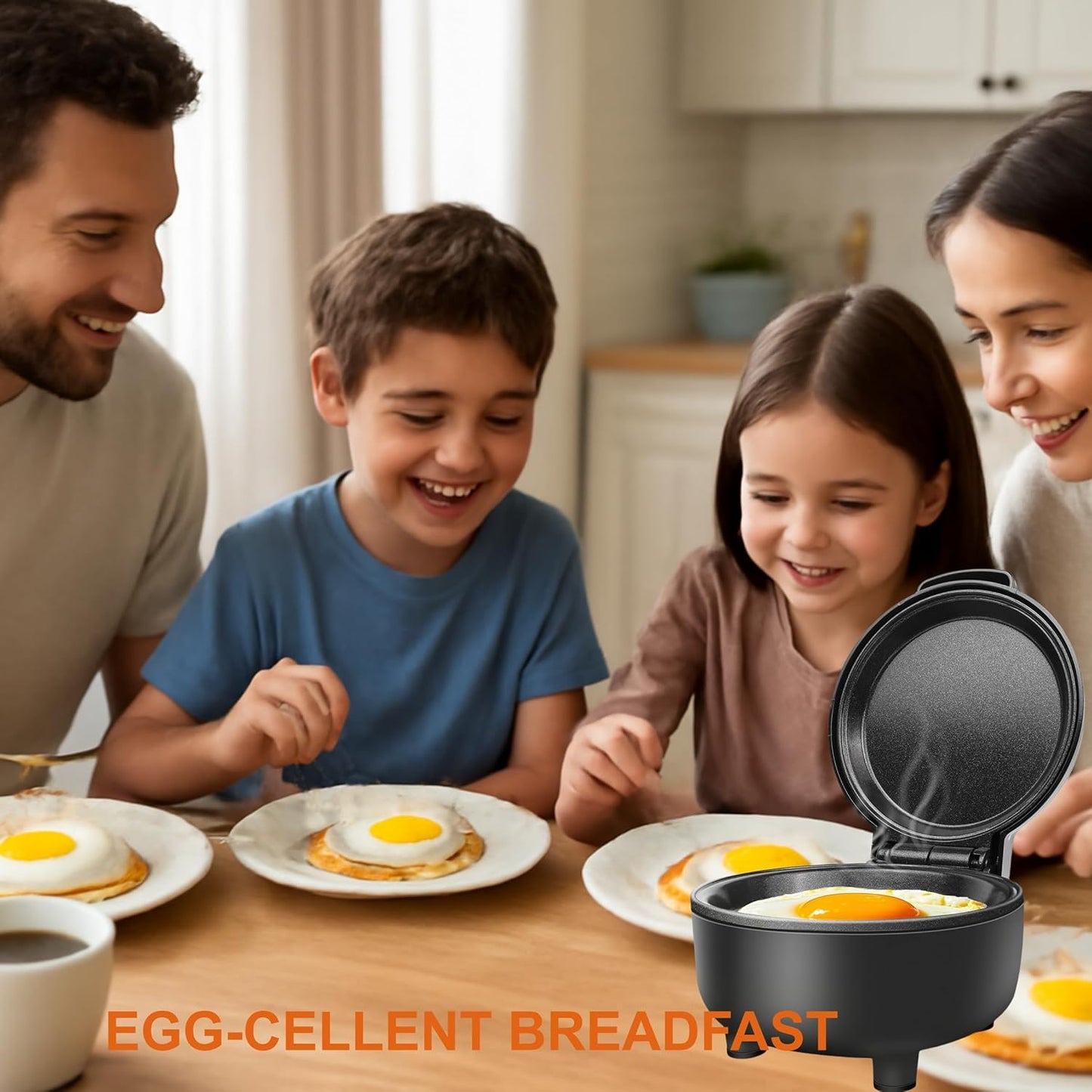 Smart Fried Egg Cooker - Automatic Maker for 6 Styles, Non-Stick Coating, Black Finish